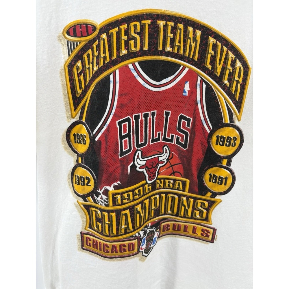 VTG Starter 1996 Chicago Bulls Champions Greatest Team Ever Shirt 90's XL FLAWS - Picture 3 of 16